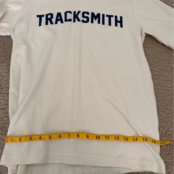 Tracksmith Cream Tee with Navy Logo - Picture 3 of 4